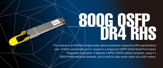 Optech 800Gbps DR4 Single-port OSFP, MPO, 1310nm Single Mode, RHS (500m) Transceiver – OPOM-SX5-13-CB