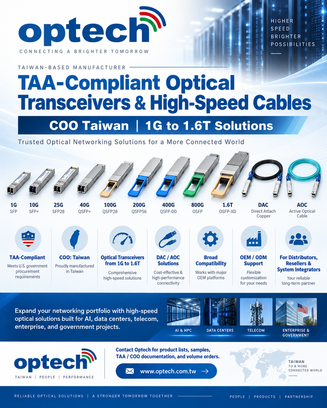 TAA-Compliant Optical Transceivers and High-Speed Connectivity Made in Taiwan
